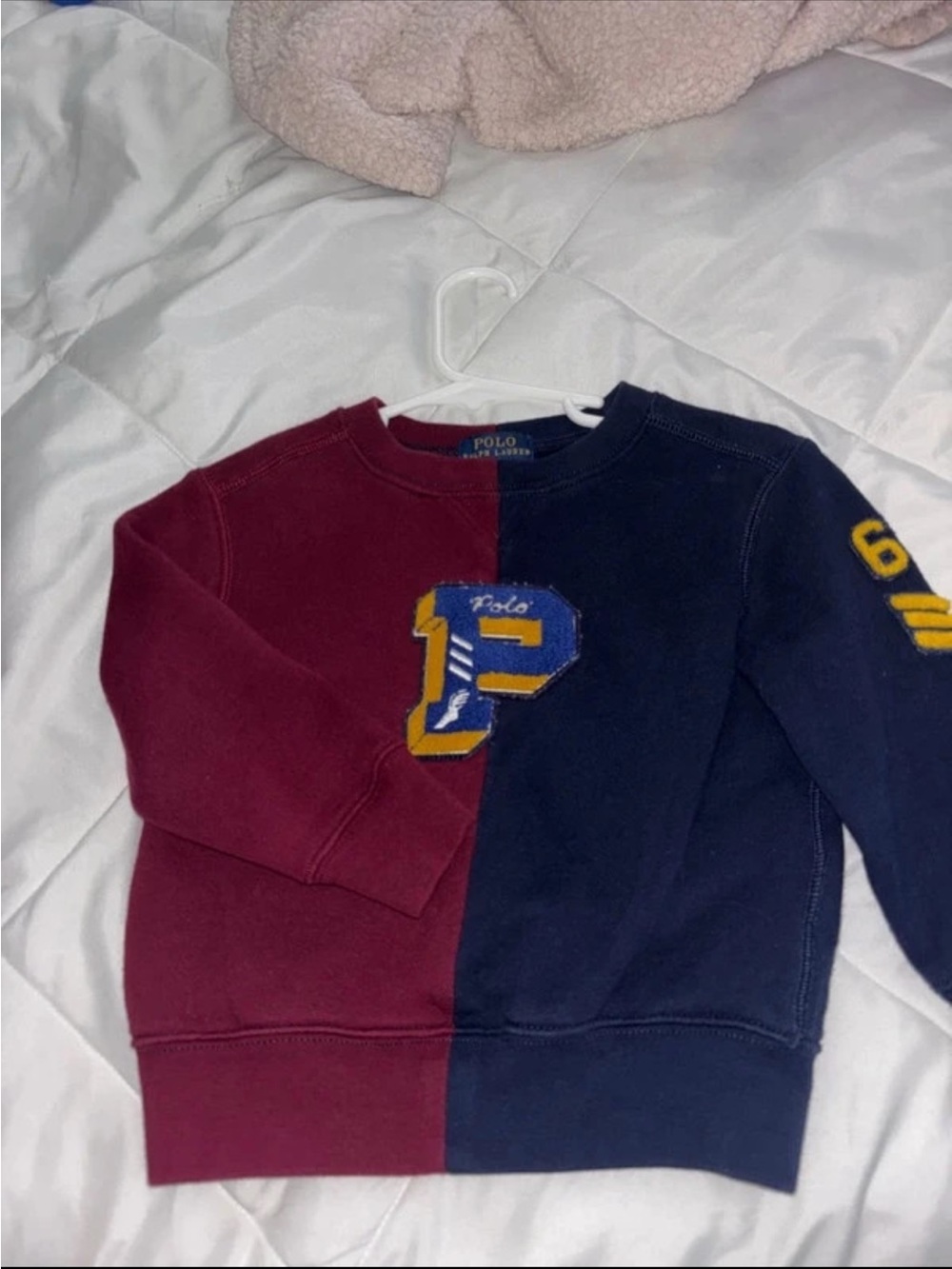 Polo by Ralph Lauren Two-Tone Burgundy & Navy Crewneck Sweatshirt